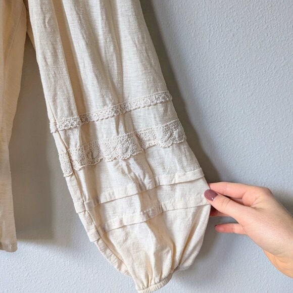 Nation LTD Arden Long Sleeve Blouse with Capped Shoulders in Parchment Size M - Picture 8 of 12